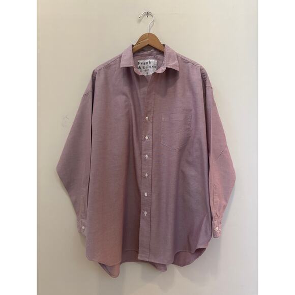 Frank And Eileen Shirley Button Up Washed Wine Oxford Long Sleeve Oversized S - Picture 2 of 6